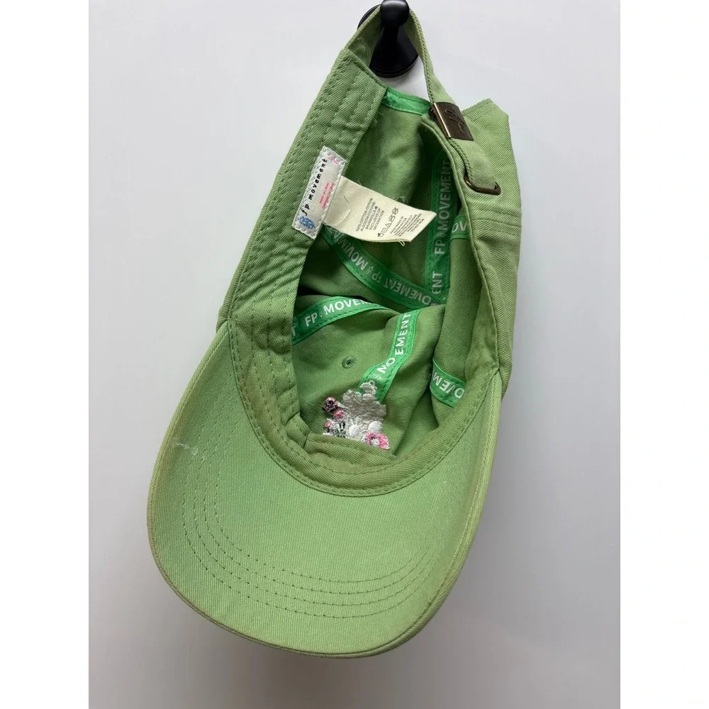 FP Movement Free People Green Cotton Floral Embroidered Baseball Cap Hat OS